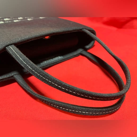 Kate Spade New York Black Canvas Mini Tote Handbag Silver Dot Detail 7”7.5”2.5” - Picture 6 of 14